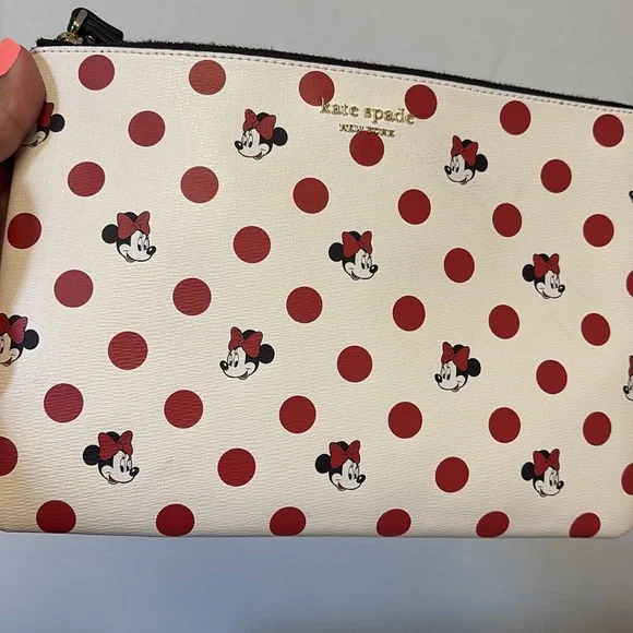 kate spade White & Red Minnie Mouse Polka Dot Wristlet Clutch - Picture 11 of 16